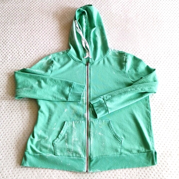 FINAL PRICE DROP Green CUSTOMIZED bleached-out effect hoodie with peace sign - Picture 2 of 12